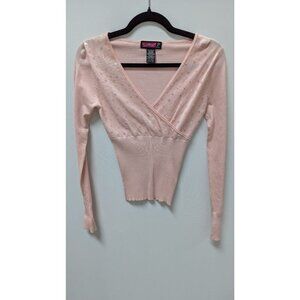 Say What? Pink Y2K Sequin Silk-Blend Sweater